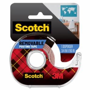 Scotch Removable Poster Tape 109S, 0.75 in x 150 in (1.9 cm x 3.8 m) image Scotch Removable Poster Tape 109S, 0.75 in x 150 in (1.9 cm x 3.8 m)image