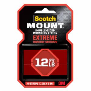 Scotch-Mount Extreme Double-Sided Mounting Strips 414H-ST, 1 in x 3 in (2,54 cm x 7,62 cm) EA, 8 Strips image Scotch-Mount Extreme Double-Sided Mounting Strips 414H-ST, 1 in x 3 in (2,54 cm x 7,62 cm) EA, 8 Stripsimage