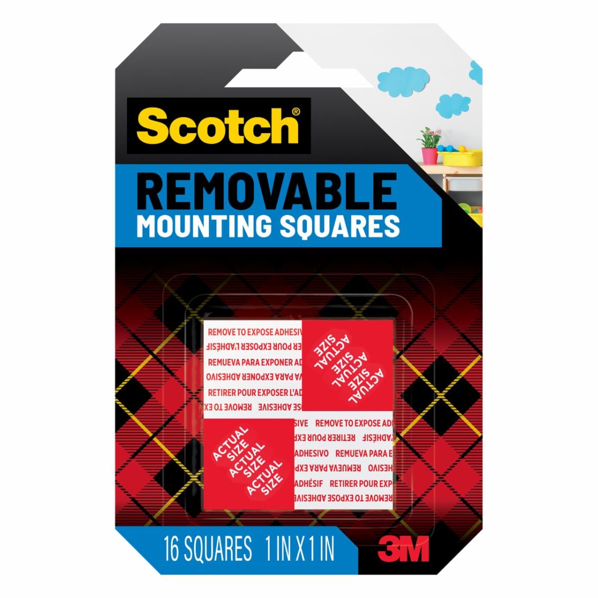 Scotch Removable Double-Sided Mounting Squares 108S-SQ-16