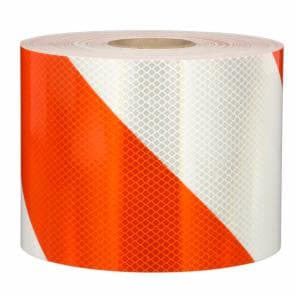 3M™ Flexible Prismatic Retroreflective Prestriped Sheeting 3336Li, Orange/White, 6 in Stripe/Left, 7-3/4 in x 100 ydimage
