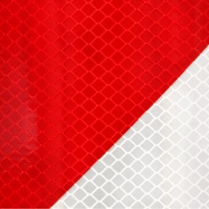 3M Flexible Prismatic Retroreflective Prestriped Sheeting 3326Li, Red/White, Closeup Swatch