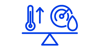 Icône d’un thermostat et d’une jauge d’humidité à chaque extrémité d’une échelle.