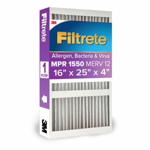 The Filtrete™ Allergen, Bacteria & Virus Deep Pleat Filter attracts and captures microscopic particles like bacteria, particles that can carry viruses, and large particles like mold spores and pollen. For residential use only. 