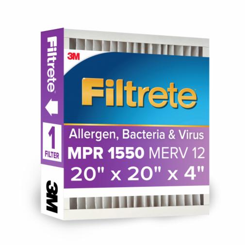 The Filtrete™ Allergen, Bacteria & Virus Deep Pleat Filter attracts and captures microscopic particles like bacteria, particles that can carry viruses, and large particles like mold spores and pollen. For residential use only. 