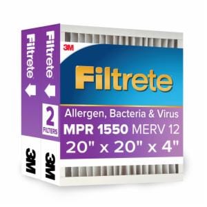 Filtrete High Performance Air Filter 1550 MPR NDP02-4-2PK-1E, 20 in x 20 in x 4 in (50.8 cm x 50.8 cm x 10.1 cm) image Filtrete High Performance Air Filter 1550 MPR NDP02-4-2PK-1E, 20 in x 20 in x 4 in (50.8 cm x 50.8 cm x 10.1 cm)image
