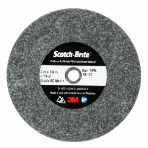 Scotch-Brite Deburr & Finish PRO Unitized Wheel, DP-UW, 6C Medium+, 3 in x 1/8 in x 1/4 in, 40 ea/Caseimage