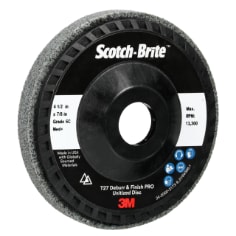 A Scotch-Brite Deburr and Finish Pro Unitized Disc, DP-UD, 6C Medium+, 4-1/2 in x 7/8 in, Type 27, Nylon