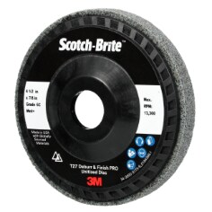 A Scotch-Brite Deburr and Finish Pro Unitized Disc, DP-UD, 6C Medium+, 4-1/2 in x 7/8 in, Type 27, Nylon