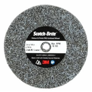 Scotch-Brite Deburr & Finish PRO Unitized Wheel, DP-UW, 8C Coarse+, 3 in x 1/4 in x 1/4 in, 40 ea/Caseimage