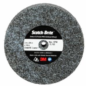 Scotch-Brite Deburr & Finish PRO Unitized Wheel, DP-UW, 8C Coarse+, 3 in x 3/4 in x 1/4 in, 20 ea/Case image Scotch-Brite Deburr & Finish PRO Unitized Wheel, DP-UW, 8C Coarse+, 3 in x 3/4 in x 1/4 in, 20 ea/Caseimage