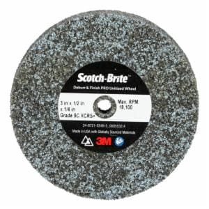 Scotch-Brite Deburr & Finish PRO Unitized Wheel, DP-UW, 9C Extra Coarse+, 3 in x 1/2 in x 1/4 in, 20 ea/Caseimage