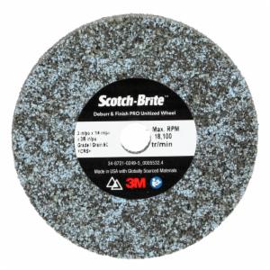 Scotch-Brite Deburr & Finish PRO Unitized Wheel, DP-UW, 9C Extra Coarse+, 3 in x 1/4 in x 3/8 in, 40 ea/Caseimage