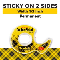 Scotch® Double Sided Tape, 1/2 in x 250 in, 1 Dispenser/Pack