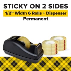 Scotch® Double Sided Tape, 1/2 in. x 900 in., 1 Dispenser and 6 Refill Rolls