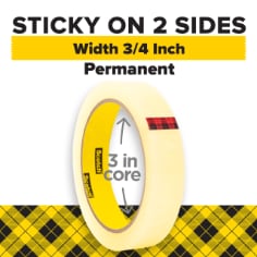 Scotch® Double Sided Tape 665, 3/4 in x 36 yd, 48 Roll/Case