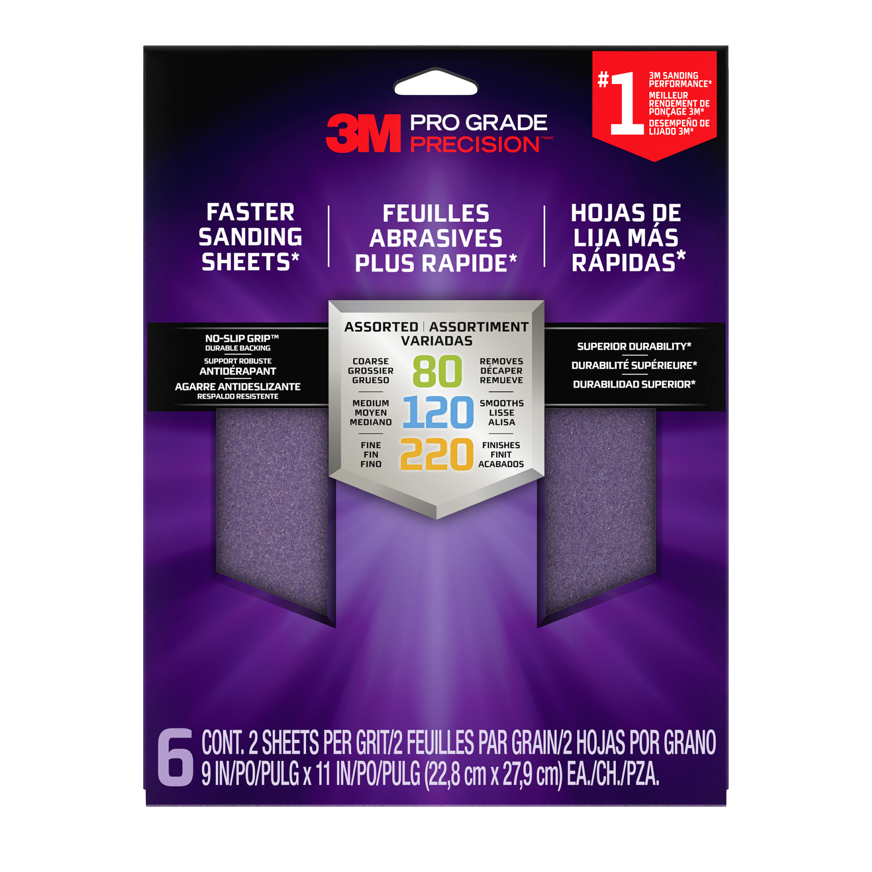 3M™ Hookit™ Gold Sheet Roll 02771, 180, 2-3/4 in x 13.1 yd (70 mm x 12 m), 5/Case