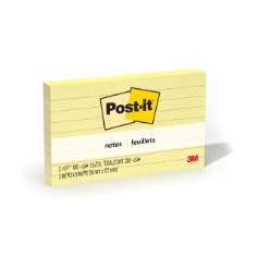 Post-it Super Sticky Notes, Canary, Lined, 3 inches by 5 inches, 100 Sheets per Pad, 2 Pads per Pack