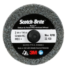 Scotch-Brite Roloc Deburr & Finish PRO Unitized Wheel, DP-UR, 6C Medium+, TR, 2 in x 1/4 in