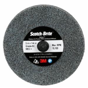 Scotch-Brite Roloc Deburr & Finish PRO Unitized Wheel, DP-UR, 6C Medium+, TR, 3 in x 1/4 in, 10/Carton, 40 ea/Caseimage