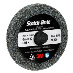 Scotch Brite Roloc Deburr & Finish PRO Unitized Wheel, DP-UR, 8C Coarse+, TR, 2 in x 1/4 in