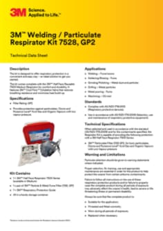 3M™ Welding/Particulate Respirator Kit 7528, GP2 Technical Data Sheet