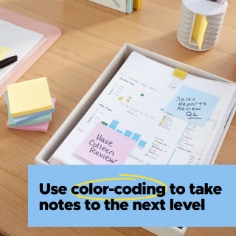 Post-it® 100% Recycled Paper Super Sticky Notes, 3 in. x 3 in., Wanderlust Pastels, 5 Pads/Pack, 70 Sheets/Pad