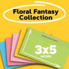 Post-it® Notes, 3 in. x 5 in., Floral Fantasy Collection, Lined, 5 Pads/Pack