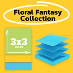 Post-it® Dispenser Pop-up Notes, 3 in. x 3 in., Floral Fantasy Collection, 18 Pads/Pack