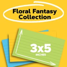 Post-it Notes, 3 in x 5 in, 5 Lined Sticky Notes Pads, 100 Sheets per Pad, Floral Fantasy Collection