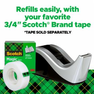 Scotch Desktop Tape Dispenser, C60-ST, Silver/Black, 12 Each/Caseimage
