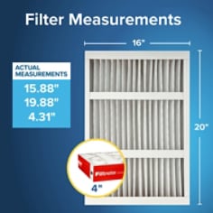 Filtrete Air Filter, MPR 1000,16x20x4, Measurements graphic image