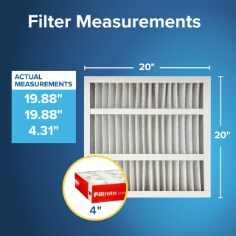 Filtrete Air Filter, MPR 1000dp, 20x20x4, Measurements graphic image