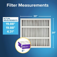 Filtrete Air Filter, MPR 1550dp, 20x20x4, Measurements graphic image