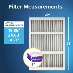 Filtrete Air Filter, MPR 1550dp, 20x25x4, Measurements graphic image