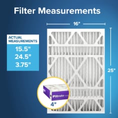 Filtrete Air Filter, MPR 1550dp, 16x25x4, Measurements graphic image