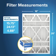Filtrete Air Filter, MPR 1900dp,16x25x5, Measurements graphic image