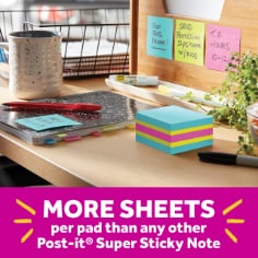 Post-it® Super Sticky Notes Cube 2027-SSAFG, 3 in x 3 in (76 mm x 76 mm)