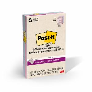 Post-it Super Sticky Recycled Notes 4621R-4SSNRP, 4 in x 6 in (101 mm x 152 mm), 100% PEFC, SGSCH-PEFC-COC-110078image