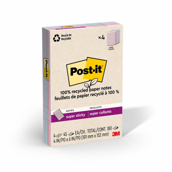Post-it Super Sticky Recycled Notes 4621R-4SSNRP