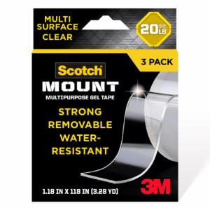 Scotch-Mount Multipurpose Gel Tape 420-3M-3ES, 30 mm x 3 m (1.18 in x 118 in), 3 Pack image Scotch-Mount Multipurpose Gel Tape 420-3M-3ES, 30 mm x 3 m (1.18 in x 118 in), 3 Packimage