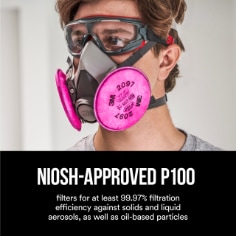 3M™ Particulate Filter 2097, NIOSH-Approved P100. Enhanced image for ecommerce.