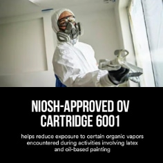 3M™ Paint Protect Replacement  cartridge/filter 6022, NIOSH Approved OV Cartridge 6001. Enhanced image for ecommerce.
