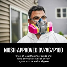 3M™ Cartidge Odor/ Particulate, 60923. NIOSH Approved OV/AG/P100 Cartridge. Enhanced image for ecommerce.