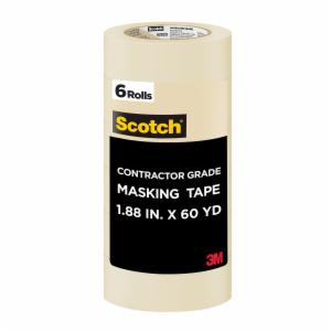 Scotch Contractor Grade Masking Tape 2020-48SP6, 1.88 in x 60.1 yd (48 mm x 55 m), 6 rolls/pack image Scotch Contractor Grade Masking Tape 2020-48SP6, 1.88 in x 60.1 yd (48 mm x 55 m), 6 rolls/packimage