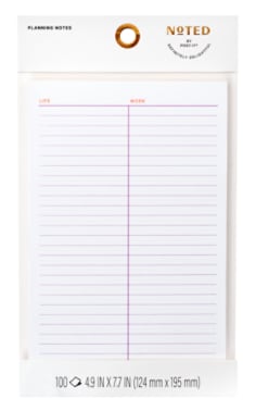 Noted by Post-it® Planning Notes, ntd10-58-2, 4.9 in x 7.7 in, 100 Sheets per pad