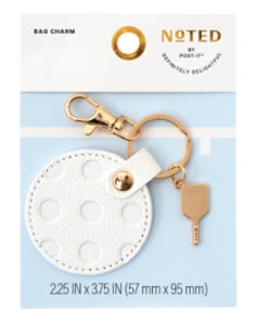 Noted by Post-it® Courtside Bag Charm, pickle ball, key chain, faux gold plated, lobster clasp