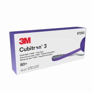 3M™ Cubitron 3 Cloth Belt 1184F, 80+ YF-weight, 1/2 in x 18 in, Fabri-lok, Single-flex, 10/Carton, 5 ea/Case, Trial Packimage