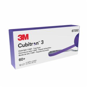 3M™ Cubitron 3 Cloth Belt 1184F, 60+ YF-weight, 1/2 in x 18 in, Fabri-lok, Single-flex, 10/Carton, 5 ea/Case, Trial Packimage