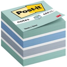 Post-it® Notes Cube, Blue, 76 mm x 76 mm, 450 Sheets/Pad, 1 Pad/Pack, CLIP