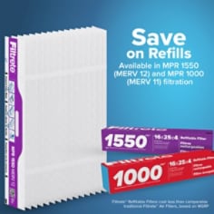 Save on refills, available in MPR 1550 (Merv 12) and MPR 1000 (Merv 11) filtration. B+ image, e-commerce